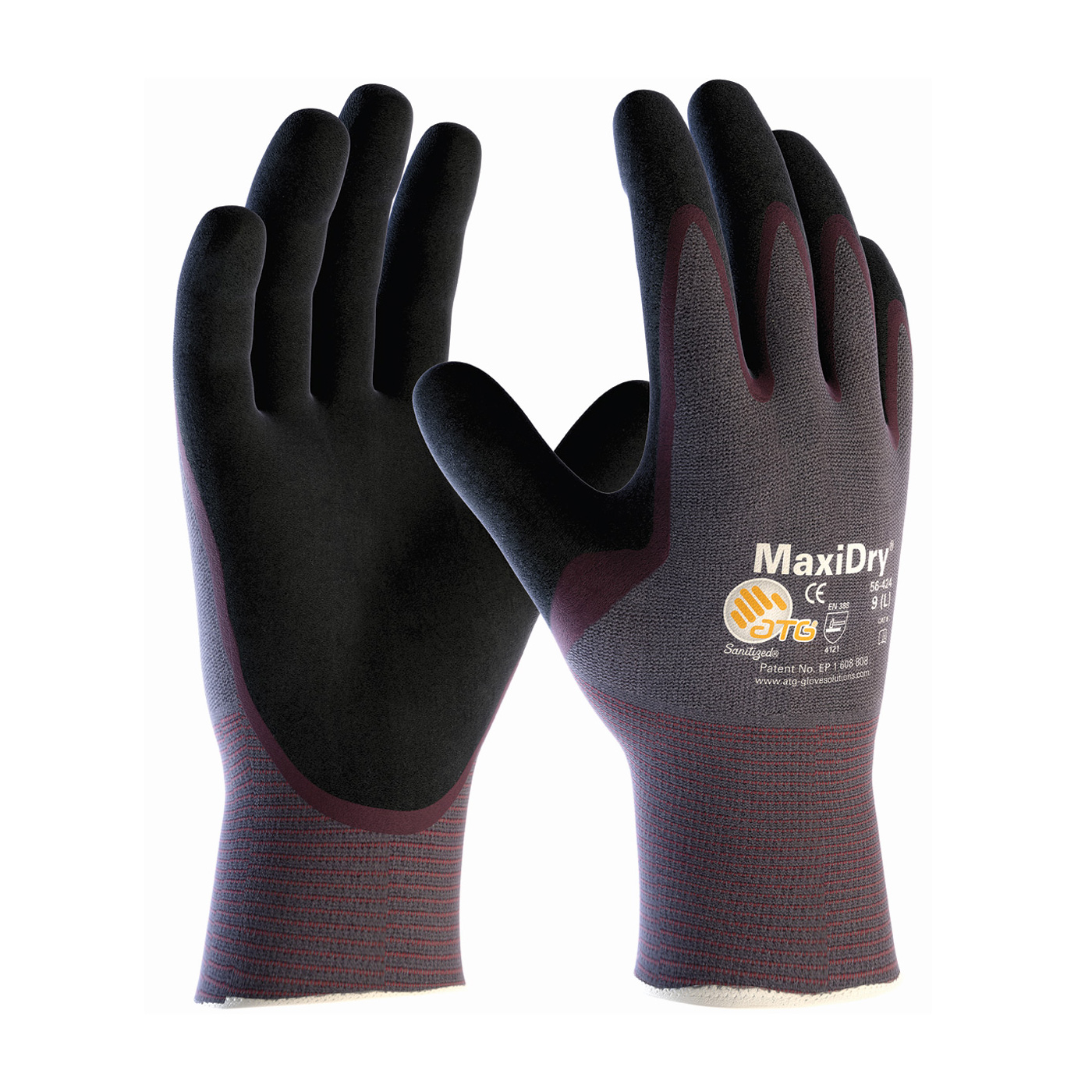 ULTRA LIGHTWEIGHT NITRILE GLOVE, PALM DIPPED WITH SEAMLESS KNIT NYLON / ELASTANE LINER AND NON-SLIP GRIP ON PALM & FINGERS