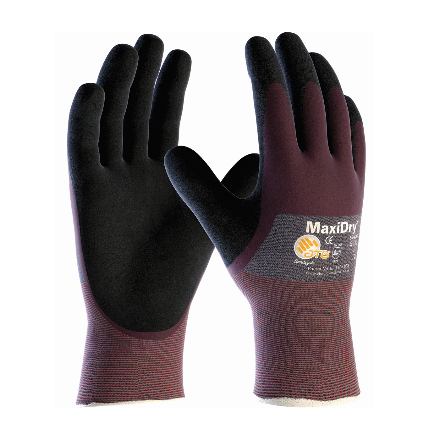 ULTRA LIGHTWEIGHT NITRILE GLOVE, 3/4 DIPPED WITH SEAMLESS KNIT NYLON / ELASTANE LINER AND NON-SLIP GRIP ON PALM & FINGERS