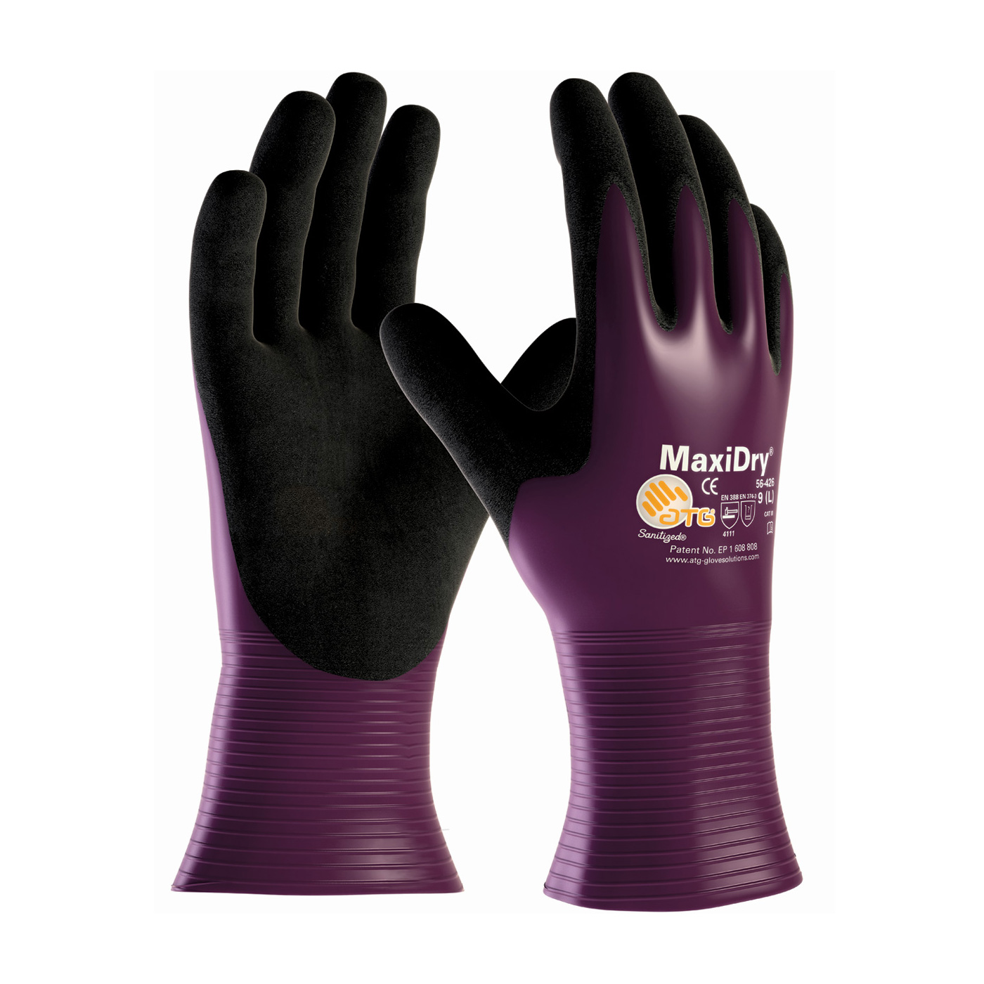 ULTRA LIGHTWEIGHT NITRILE GLOVE, FULLY DIPPED WITH SEAMLESS KNIT NYLON / ELASTANE LINER AND NON-SLIP GRIP ON PALM & FINGERS